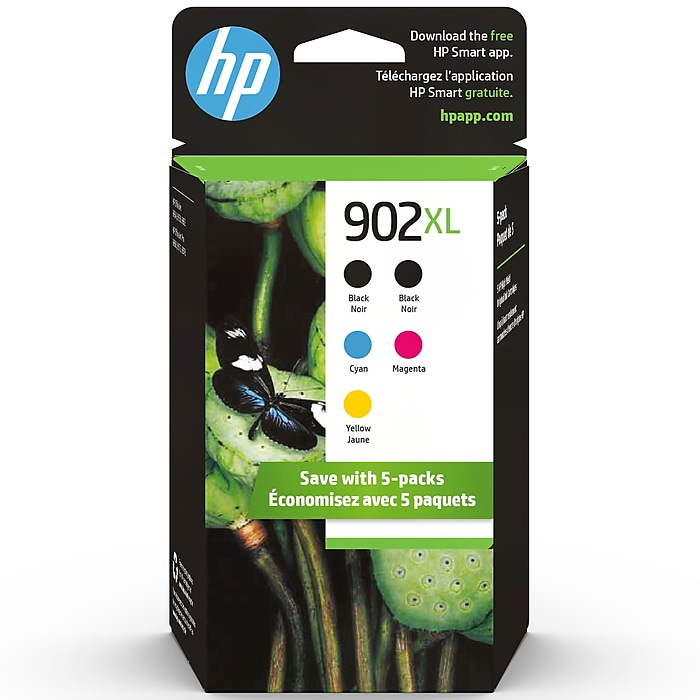 HP 902XL Black/Cyan/Magenta/Yellow High Yield Ink Cartridge, 5/Pack (6ZA01AN#140) Sansujyuku sansujyuku.com