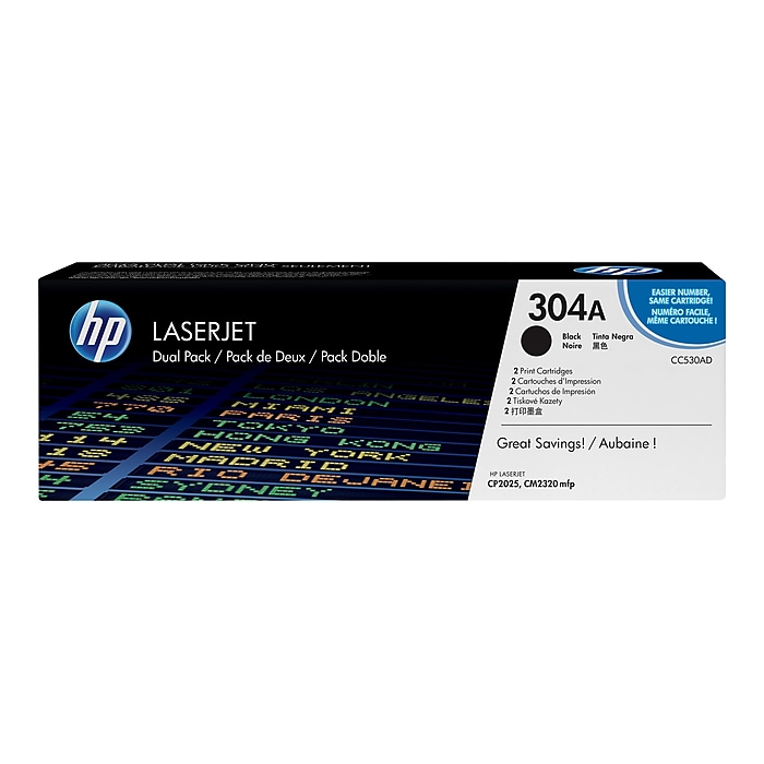 HP 304A Black Standard Yield Toner Cartridge, 2/Pack (CC530AD) Sansujyuku sansujyuku.com