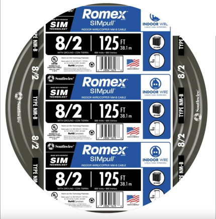 Southwire 125-ft 8/2 Romex SIMpull Stranded Indoor CU NM-B W/G Individual Pack (By-the-roll) 28893602 Sansujyuku sansujyuku.com