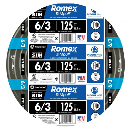 Southwire 125-ft 6/2 Romex SIMpull Stranded Indoor CU NM-B W/G Individual Pack (By-the-roll) 28894402 Sansujyuku sansujyuku.com