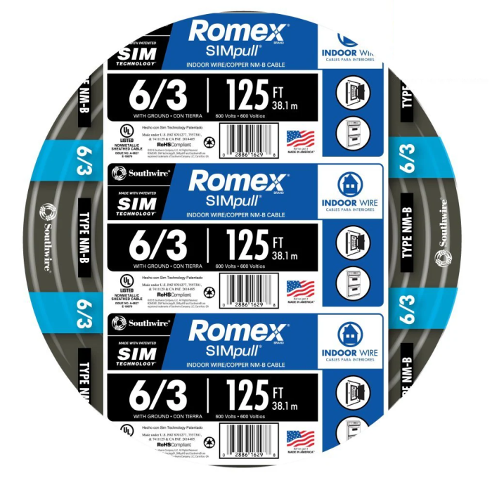 Southwire 125-ft 6/3 Romex SIMpull Stranded Indoor CU NM-B W/G Individual Pack (By-the-roll) 63950002 Sansujyuku sansujyuku.com