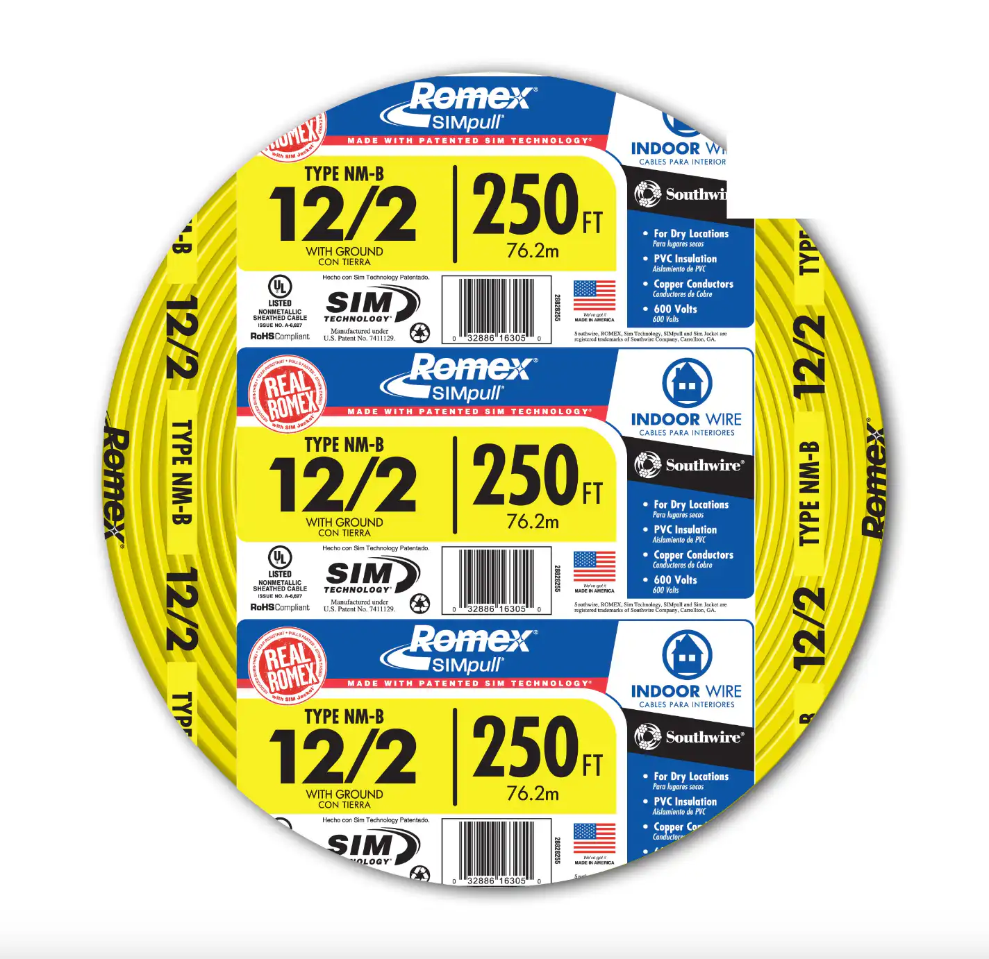 Southwire 250-ft 12/2 Romex SIMpull Solid Indoor CU NM-B W/G Individual Pack (By-the-roll) 28828269 Southwire 250-ft 12/2 Romex SIMpull Solid Indoor CU NM-B W/G Individual Pack (By-the-roll) 28828269 Sansujyuku sansujyuku.com