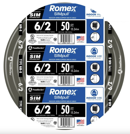 Southwire 50-ft 6/2 Romex SIMpull Solid Indoor CU NM-B W/G Individual Pack (By-the-roll) 28894422 Sansujyuku sansujyuku.com