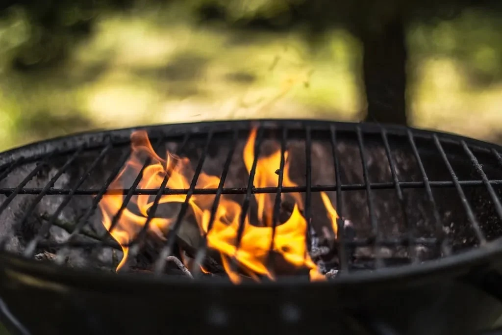 Charcoal grill in a garden