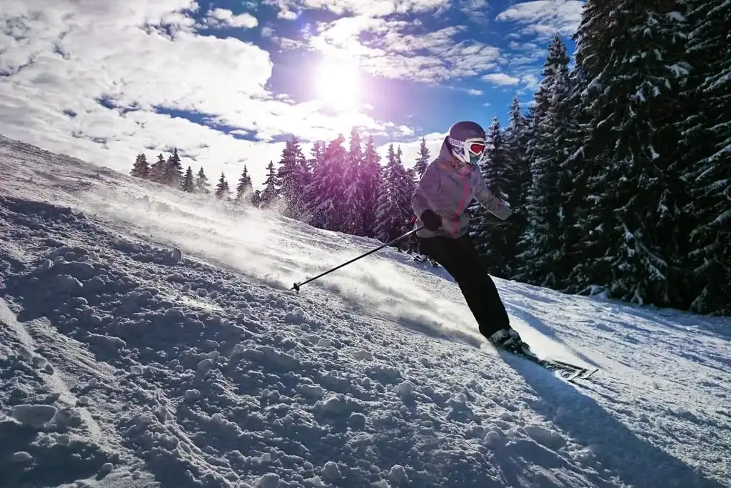 Skier on a snowy slope