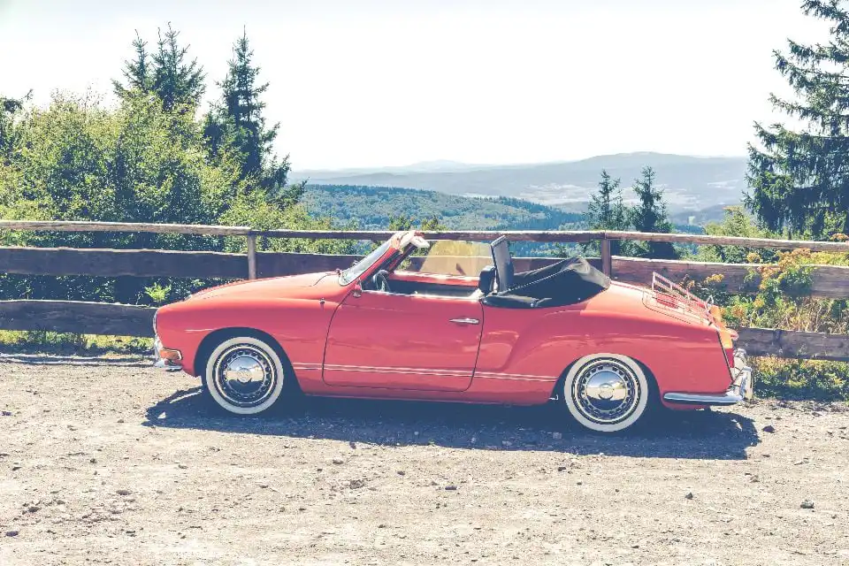 Car parked on a scenic mountain road